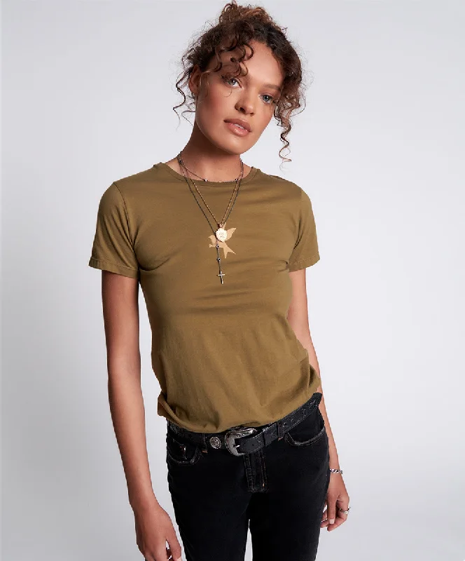 Trendy Boutiques Online KHAKI BOWER BIRD ORGANIC FITTED TEE