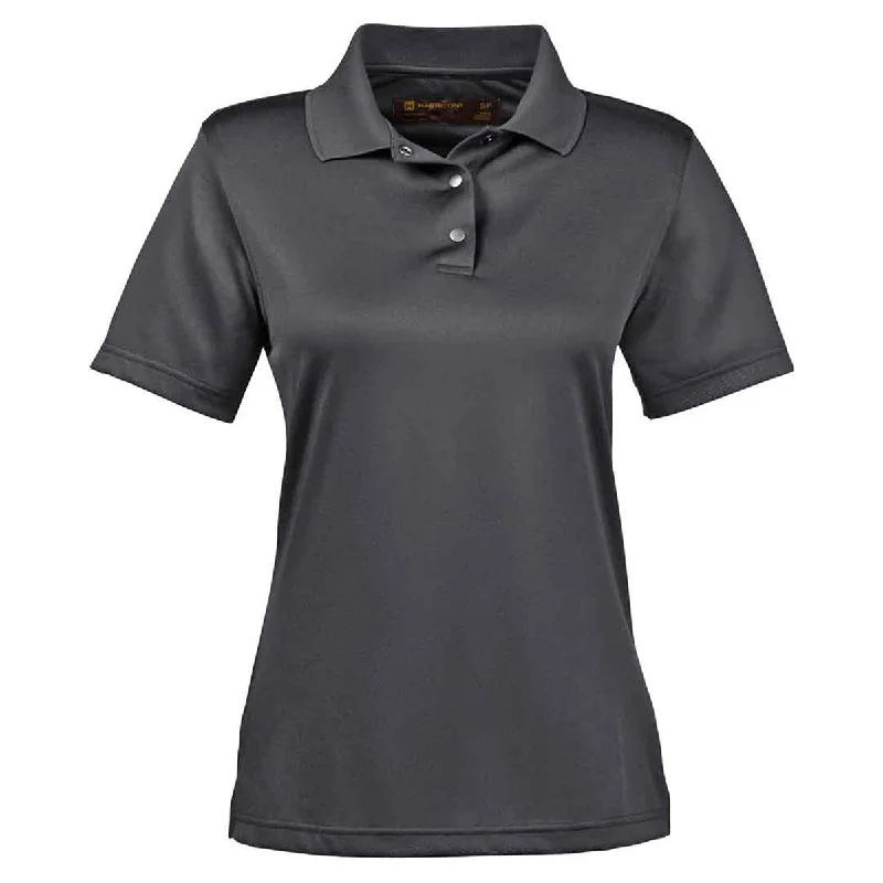 Elegant Women's Fashion Harriton Women's Dark Charcoal Advantage IL Snap Placket Performance Polo