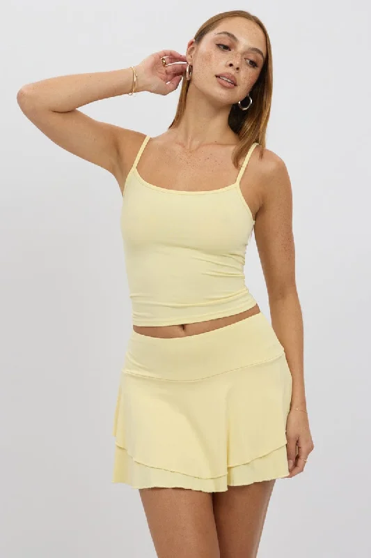 Affordable Women's Clothing Online Yellow Cami Top Thin Strap Supersoft