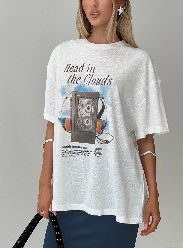 Modern Women's Apparel Cloud Cassette Oversized Tee White