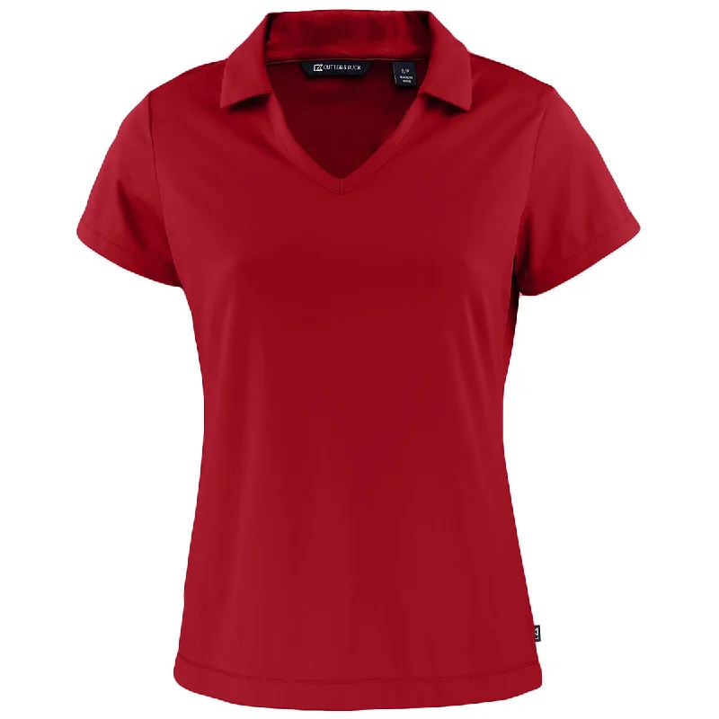 Fashionable Casual Tops Cutter & Buck Women's Cardinal Red Daybreak Eco Recycled V-neck Polo