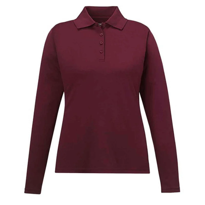 Women's Transitional Outfit Core 365 Women's Burgundy Pinnacle Performance Long-Sleeve Pique Polo