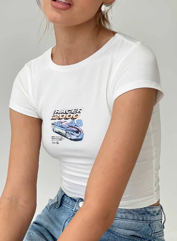 Women's Travel Garments Getaway Baby Tee White