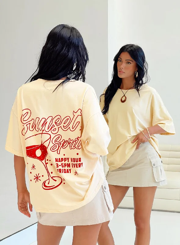 Formal Outfit For Women Sunset Spirit Oversized Tee Cream