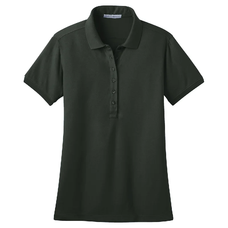 Clothes Woman Port Authority Women's Grey Smoke Stretch Pique Polo