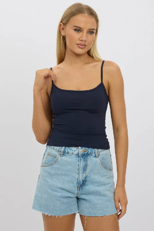 Early Bird Offer Blue Cami Top Thin Strap Supersoft