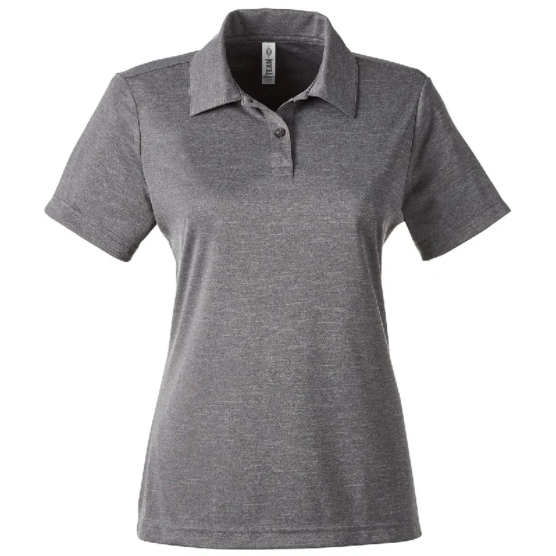 Women's Street Style Casual Wear Team 365 Women's Dark Grey Heather Zone Sonic Heather Performance Polo