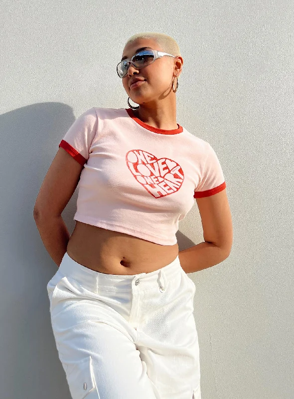 Timeless Classics Bob Marley One Love One Heart Cropped Tee Pink