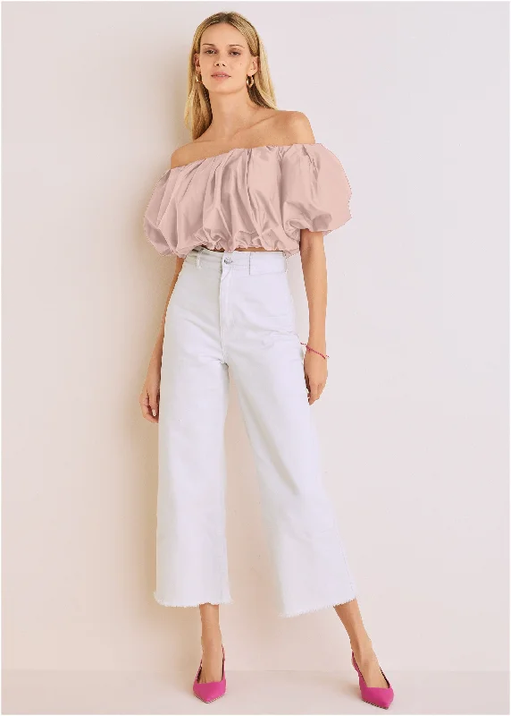 Festival Fashion Bubble Crop Top - Blush