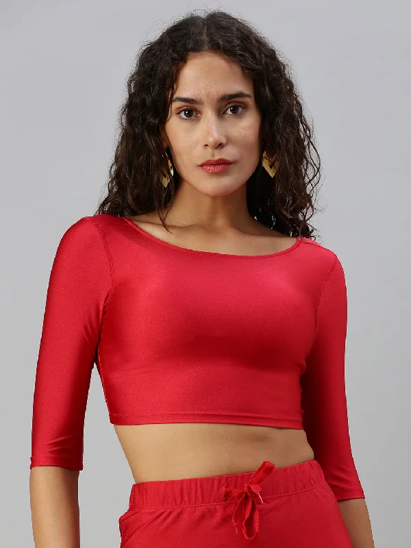 Fashion-forward Women's Wear Blouse Elbow Sleeve-Red