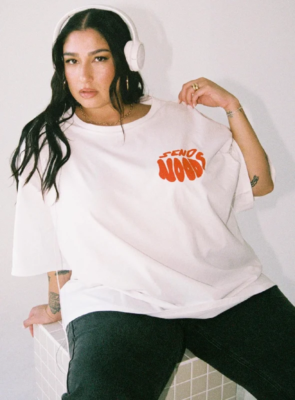 Stylish Women's Garments For Holidays Noods Oversized Tee White Curve