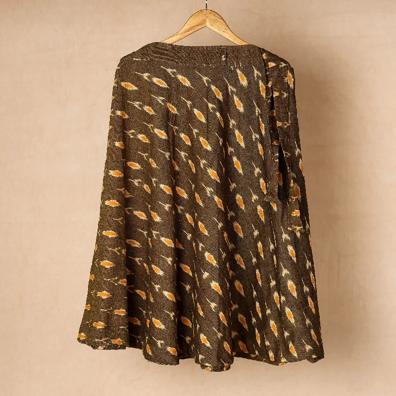 Women's Evening Wear Outfit Brown - Pochampally Ikat Cotton Wrap Around Skirt