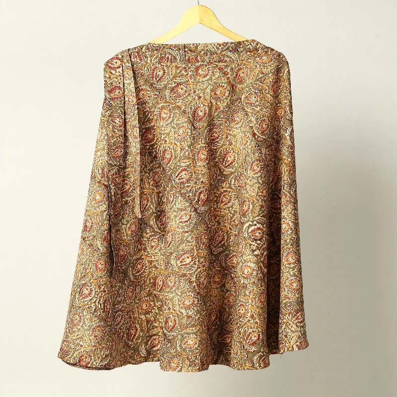 Best Online Clothing Boutiques Brown - Kalamkari Block Printed Cotton Wrap Around Skirt