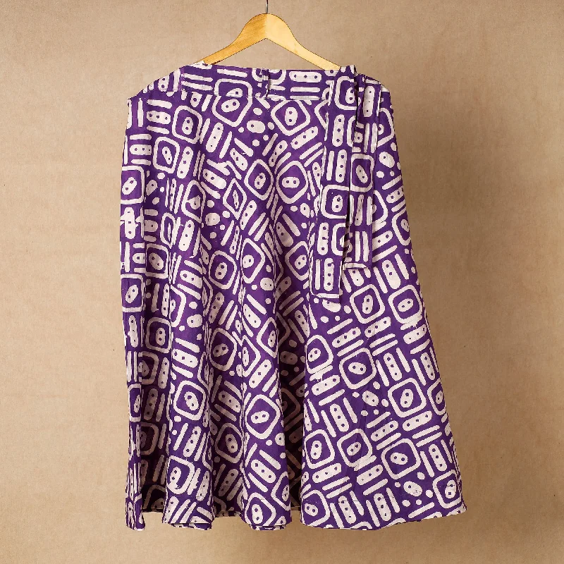 Women's Functional Outdoor Garments Purple - Hand Batik Printed Cotton Wrap Around Skirt