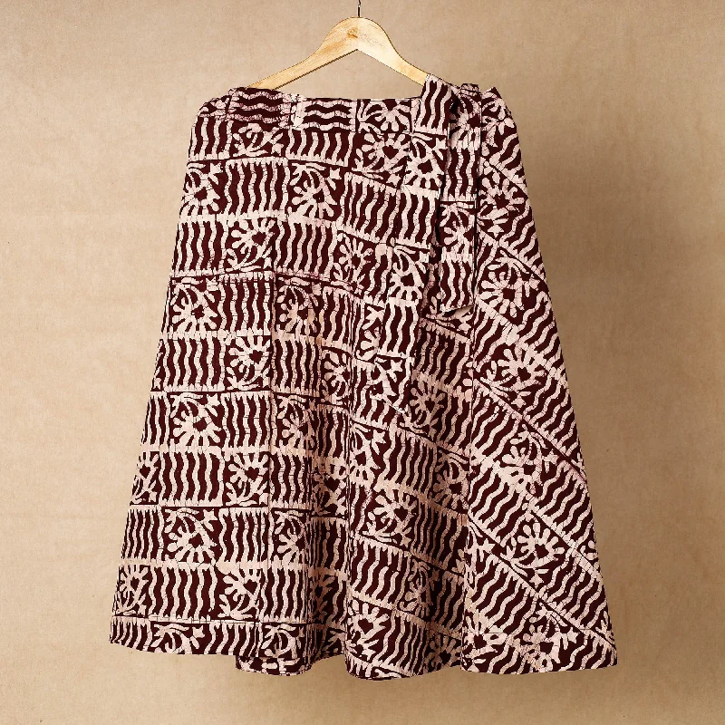 Charming Women's Garments Maroon - Hand Batik Printing Cotton Wrap Around Skirt