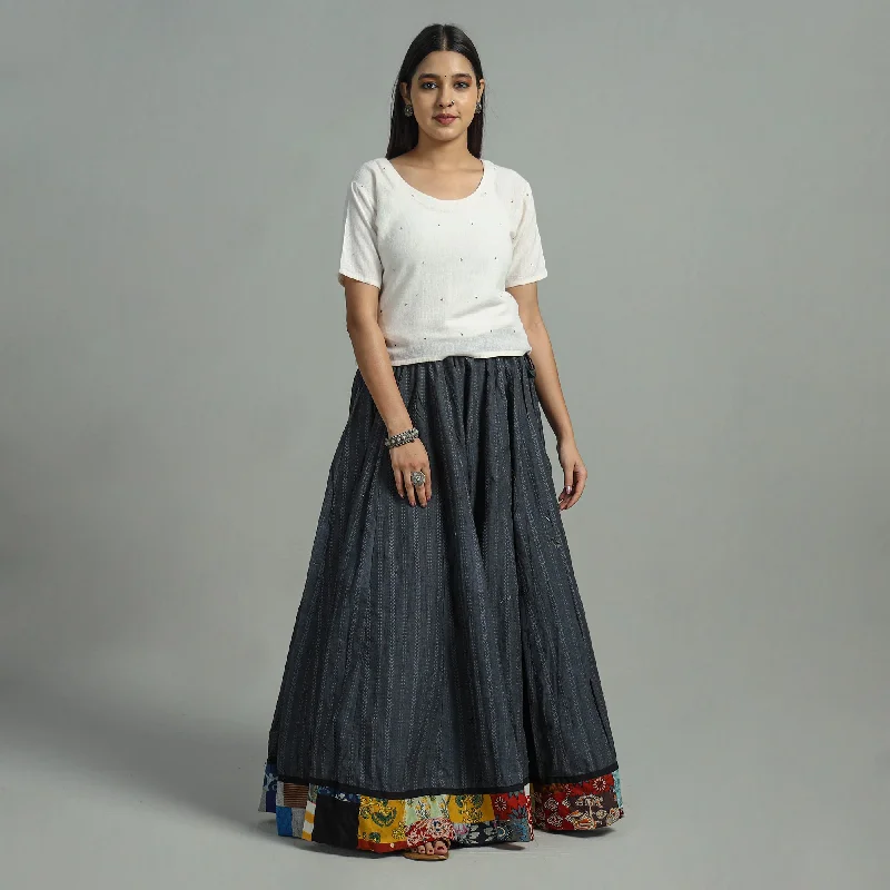 Women's Stylish Vacation Attire Black - Jacquard Patchwork 24 Kali Cotton Long Skirt 12