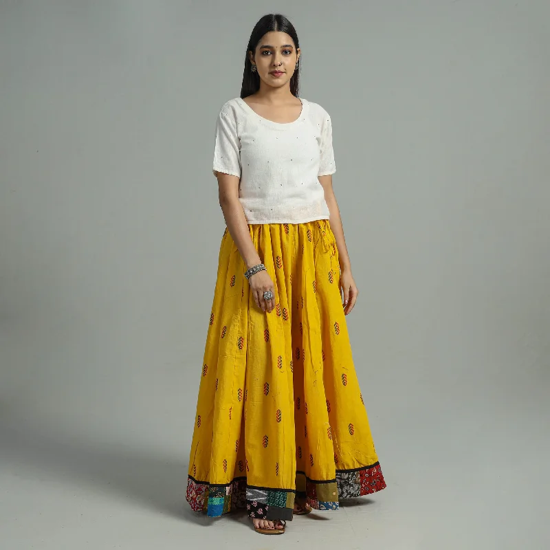 Women's Comfortable Lounge Attire Yellow - Jacquard Patchwork 24 Kali Cotton Long Skirt 21