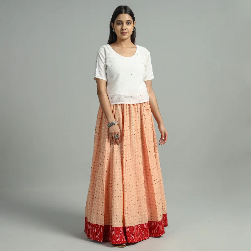 Women's Outerwear Attire Peach - Jacquard Patchwork 24 Kali Cotton Long Skirt 25