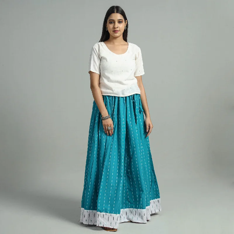 Women's Attire Blue - Jacquard Patchwork 24 Kali Cotton Long Skirt 29