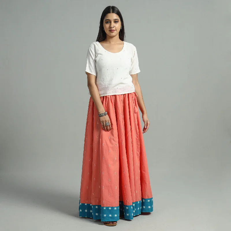 Women's Vintage-Inspired Outfit Peach - Jacquard Patchwork 24 Kali Cotton Long Skirt 30