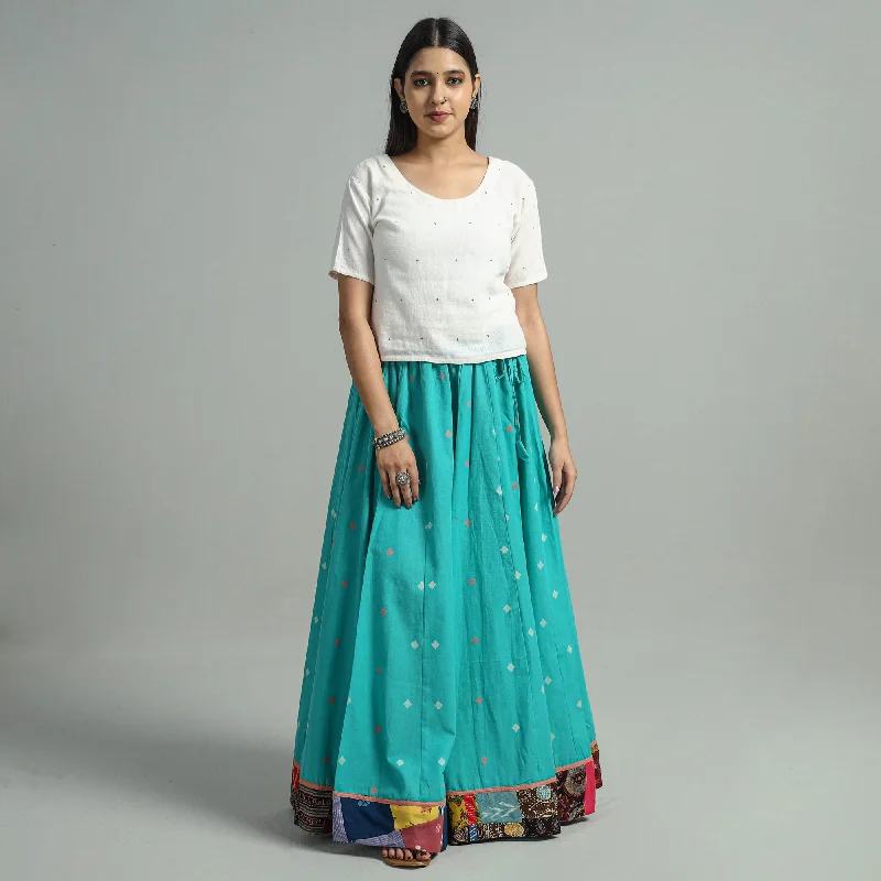 Modern Women's Outfit Blue - Jacquard Patchwork 24 Kali Cotton Long Skirt 39