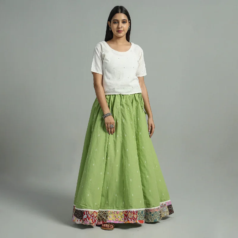 Women's Comfortable Garments Green - Jacquard Patchwork 24 Kali Cotton Long Skirt 05