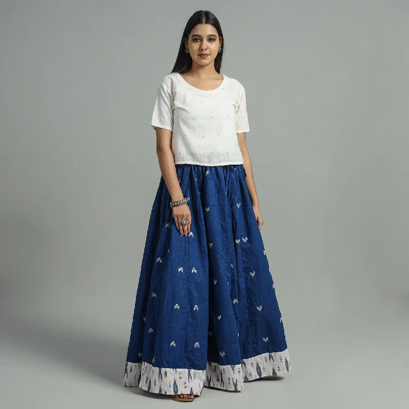 Vintage-Inspired Garments Blue - Jacquard Patchwork 24 Kali Cotton Long Skirt 08