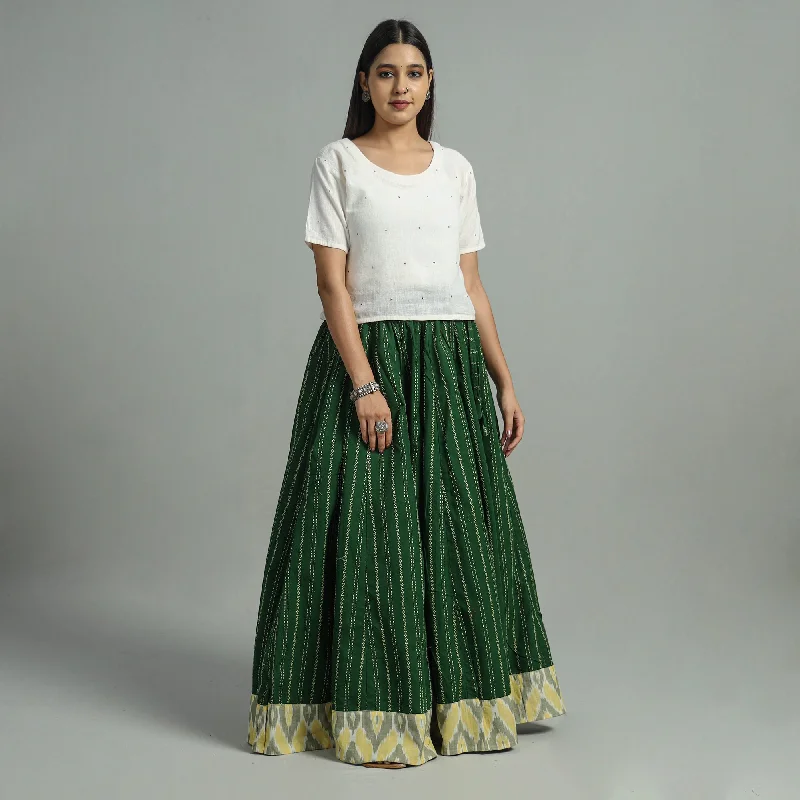 Women's Seasonal Garments Green - Jacquard Patchwork 24 Kali Cotton Long Skirt 09