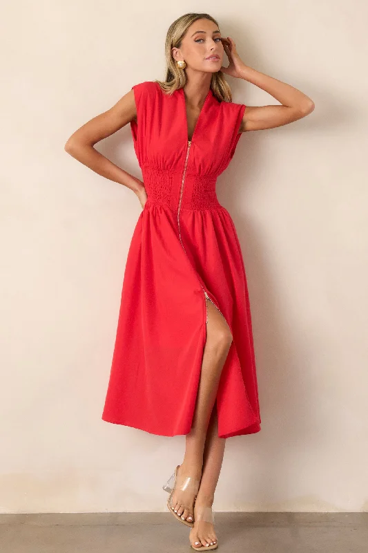 Relaxed Style Circle Of Friends Red Midi Dress