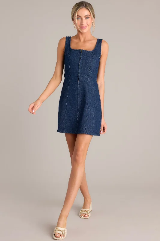 Holiday Special Offers Escaping Shadows Dark Wash Denim Mini Dress