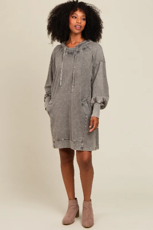 Everyday Wear Grey Mineral Wash Hoodie Dress