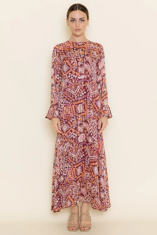 Flash Sale Clothing Multi Abstract Print Boho Maxi Dress