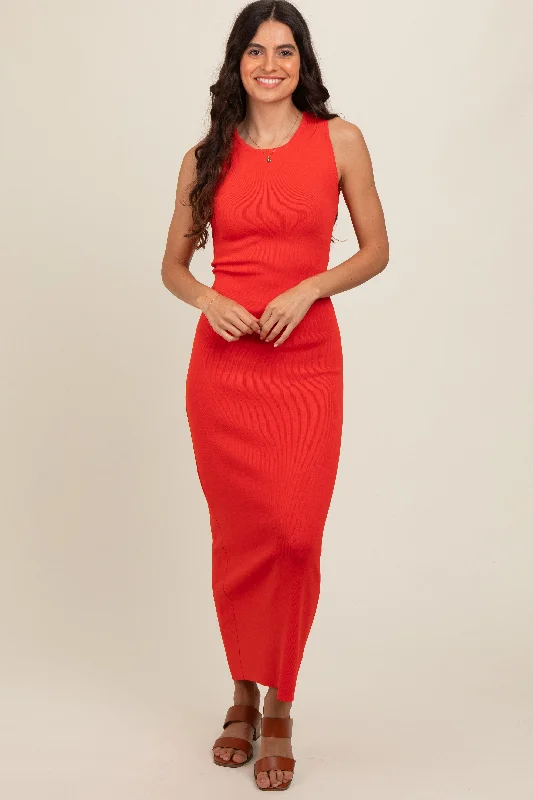 Women Wear Boutique Rust Back Tie Bodycon Maxi Dress