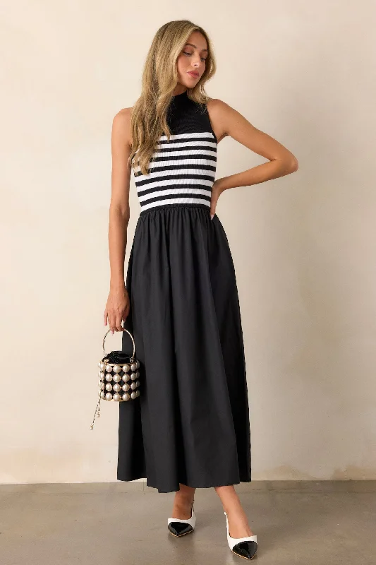 Women's Wedding Apparel Timeless Treasures Black Sleeveless Striped Maxi Dress