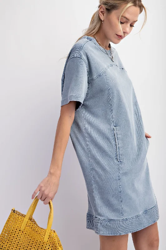 Fashion-forward Women's Clothing Washed Denim Tunic Dress