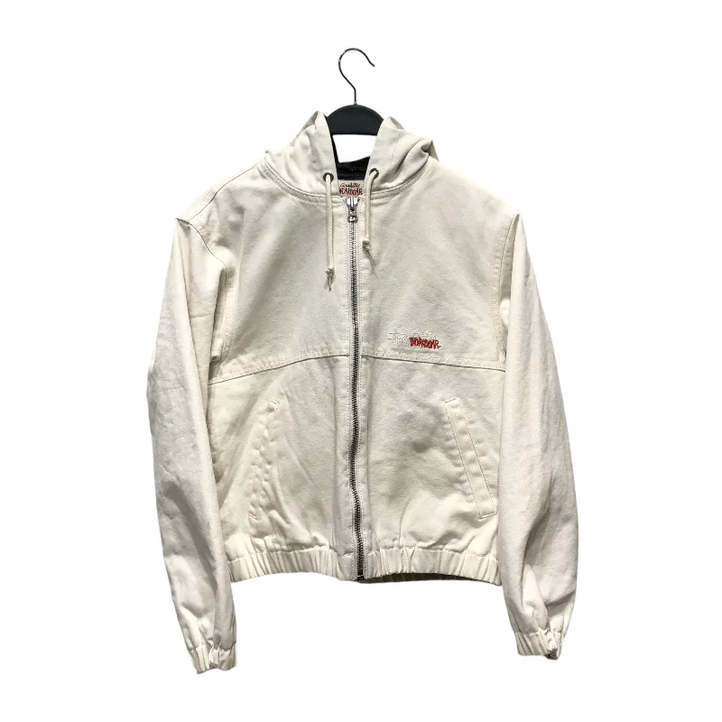 Clearance Sale Online STUSSY/Jacket/XS/Cotton/WHT/HOODED WORK JACKET