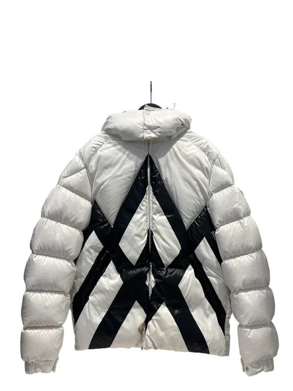 Women's Classic Attire MONCLER/Puffer Coat/S/Nylon/WHT/BLACK STRIPE