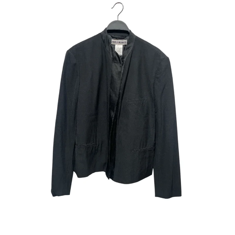 Women's Stylish Professional Apparel ISSEY MIYAKE/Jacket/L/Silk/BLK/Single Brested Collar