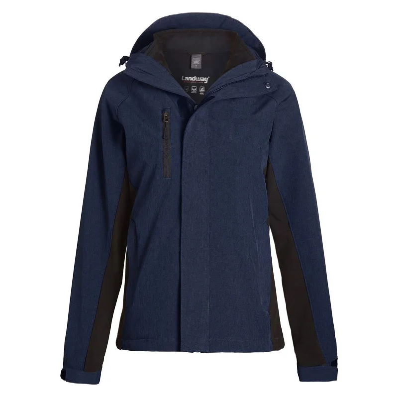 Premium Fabrics Landway Women's Heather Deep Blue/Black Gravity 3-in-1 System Soft Shell