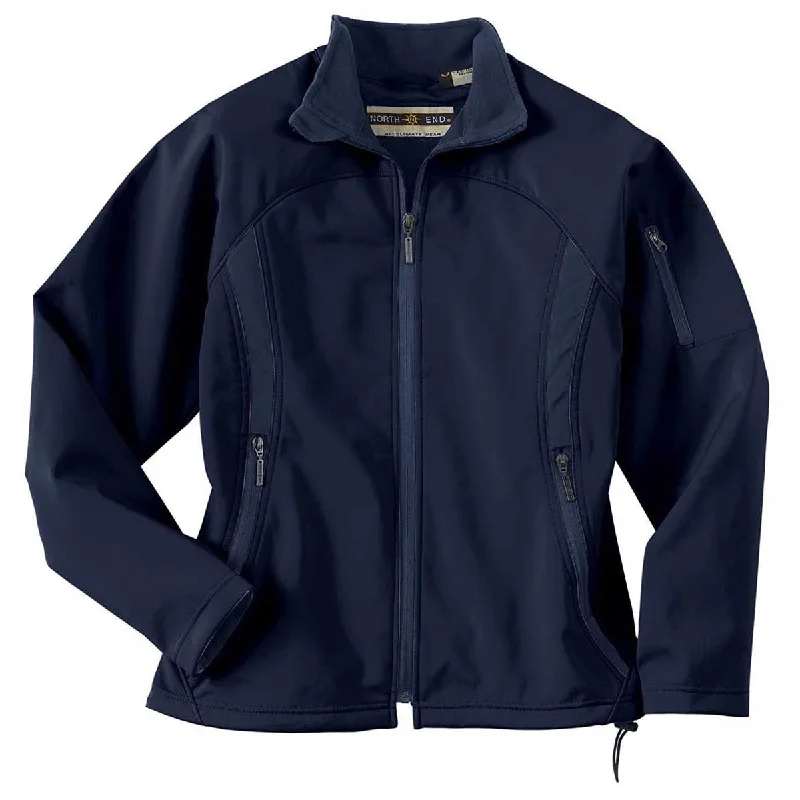 Elegant Women's Fashion North End Women's Midnight Navy Three-Layer Fleece Bonded Performance Soft Shell Jacket