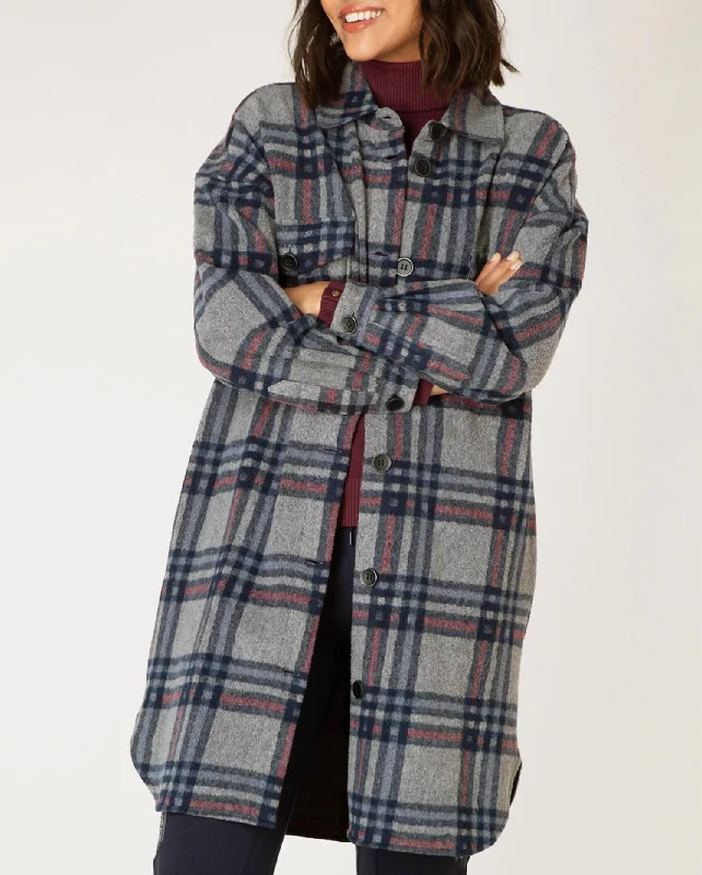 Chic Women's Outfit Ideas Ally Oversized Checked Wool-Blend Coat In Dark Grey/multi