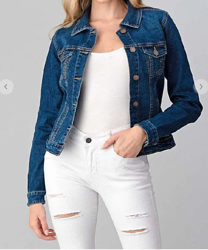 Women's Everyday Garments Classic Vintage Stretch Jean Jacket