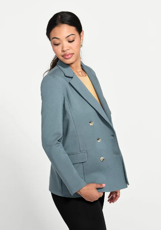 Clothes Of Woman Double Breasted Blazer (Blue Haze)