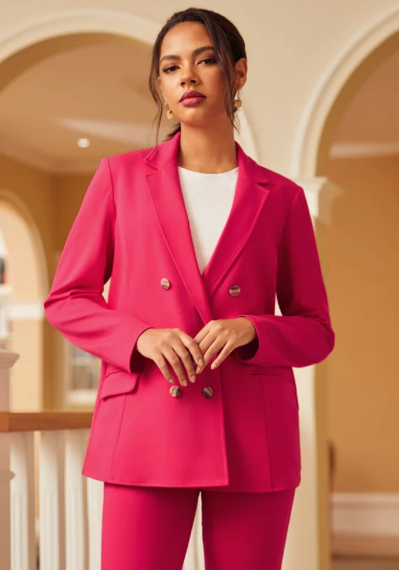 Women's Evening Wear for Special Occasions Double Breasted Blazer (Virtual Pink)