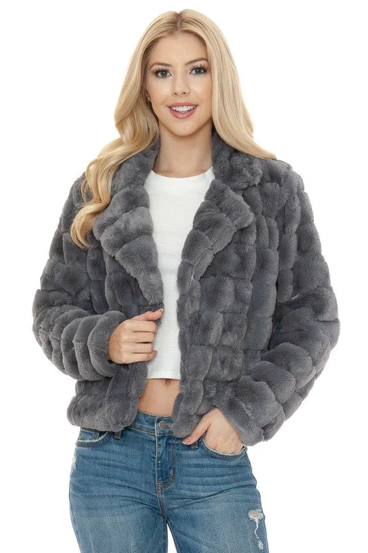 Women's Vacation Outfit Set DS Vegas Women Faux Fur Jacket