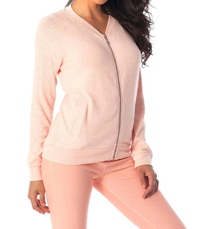 Laid-Back Elegance Jamie Kashmira Bomber Jacket In Peach