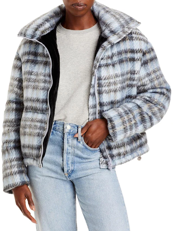 Women's Clothing Josh Womens Plaid Faux Fur Lined Quilted Coat