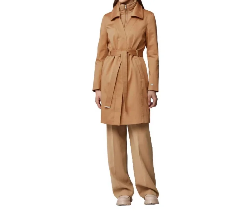 Evening Elegance Kelly Trench Coat In Biscuit