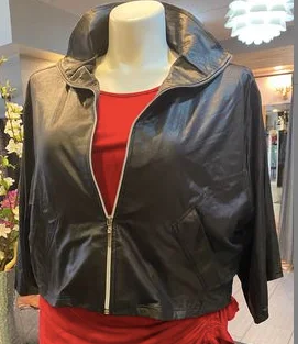 Comfortable Outfit For Women Leatherette Collared Jacket