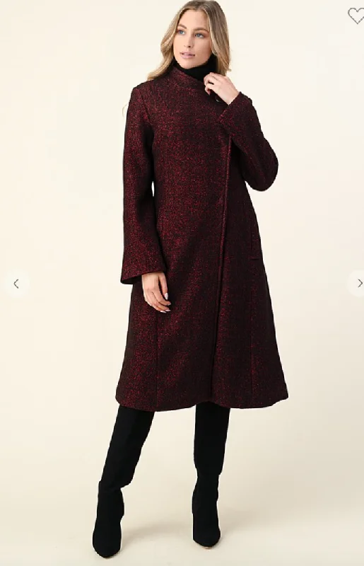 Women's Seasonal Attire Longline Mock Neck Wool Coat